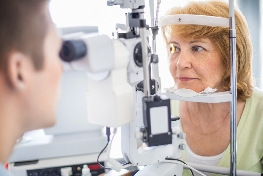 Mature woman getting an eye exam